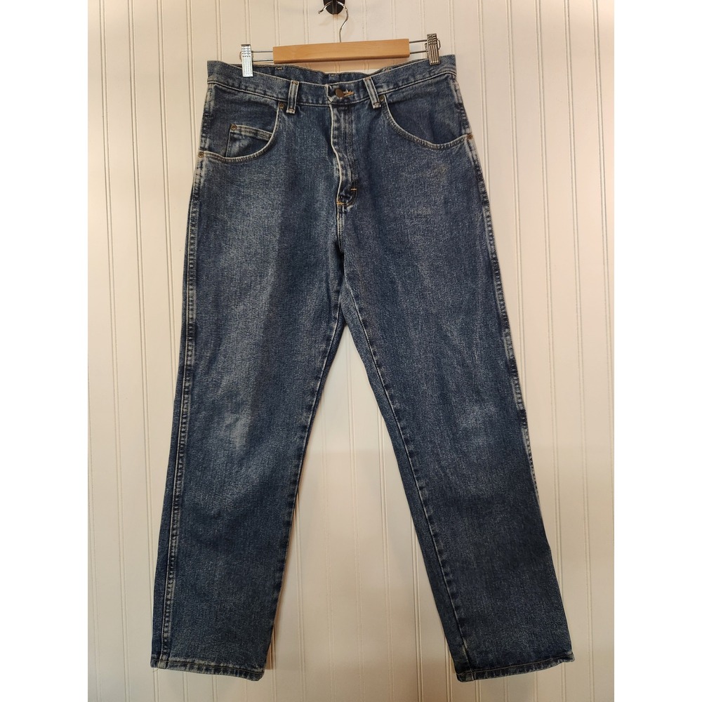 Wrangler Rugged Wear Mens Relaxed Fit Jeans Blue Stone Wash 34x30 Work Casual